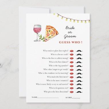Pizza and Love 'Guess Who' Shower game Invitations