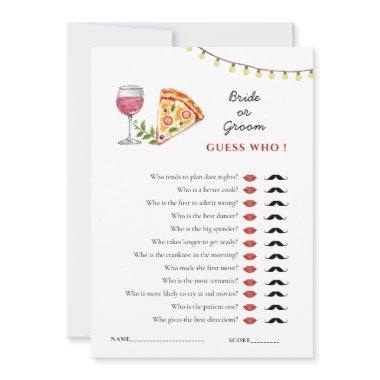 Pizza and Love 'Guess Who' Shower game