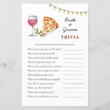 Pizza and Wine Bridal Shower Trivia games