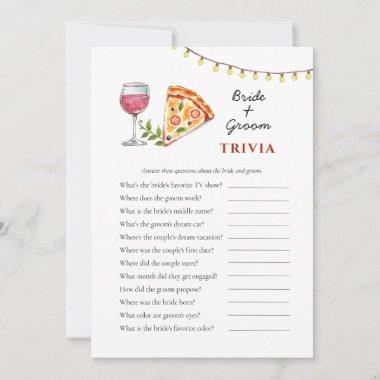 Pizza and Wine Bridal Shower Trivia games Invitations