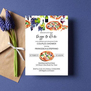 Pizza and wine couples shower template