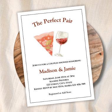 Pizza And Wine Perfect Pair Couples Bridal Shower Invitations