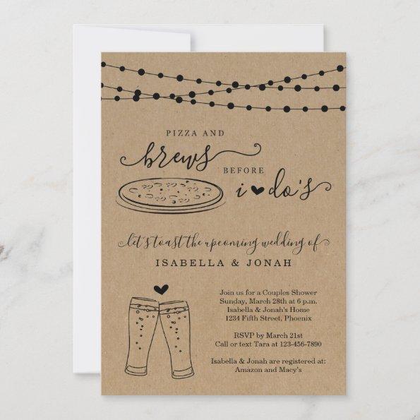 Pizza & Brews Before I Do's Couples' Bridal Shower Invitations