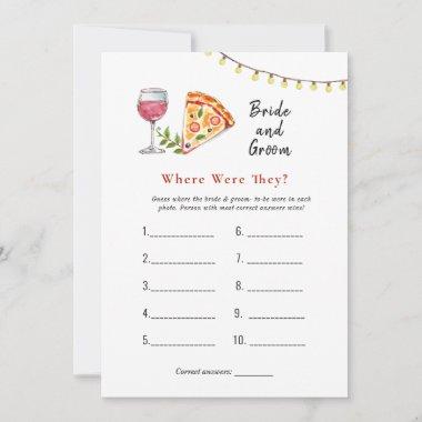 Pizza "Where were they" Bridal shower game Invitations