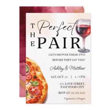 Pizza Wine Perfect Pair Couple Coed Wedding Shower Invitations