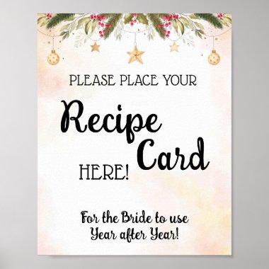 Place Recipe Invitations Christmas Bridal Shower Poster