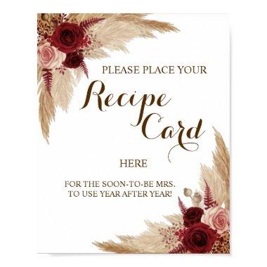 Place Recipe Invitations Here Pampas Grass Shower Sign