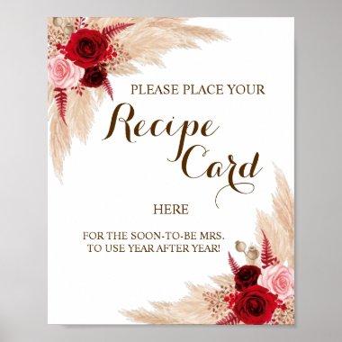 Place Recipe Invitations Here Pampas Grass Shower Sign