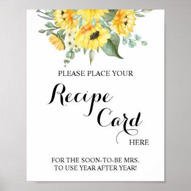 Place Recipe Invitations Here Sunflower Shower Sign