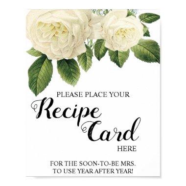Place Recipe  Here White Roses Shower Sign