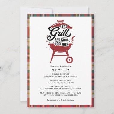 Plaid I DO BBQ Couples Shower Engagement Party Invitations