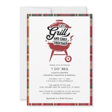 Plaid I DO BBQ Couples Shower Engagement Party Invitations