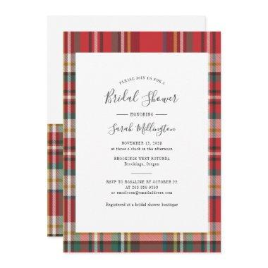 Plaid Rustic Modern Bridal Shower Script Invitations