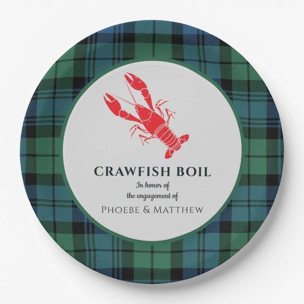 Plaid Tartan Crawfish Boil Engagement Party Paper Plates