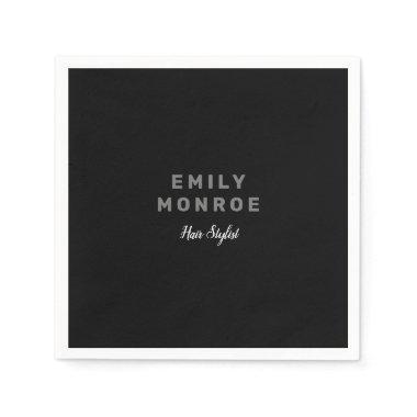 Plain Black & White Modern Minimalist Napkins