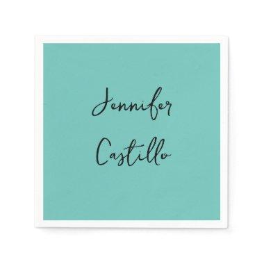 Plain Blue Black Minimalist Modern Calligraphy Napkins