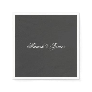 Plain Elegant Minimalist Modern Names Calligraphy Napkins