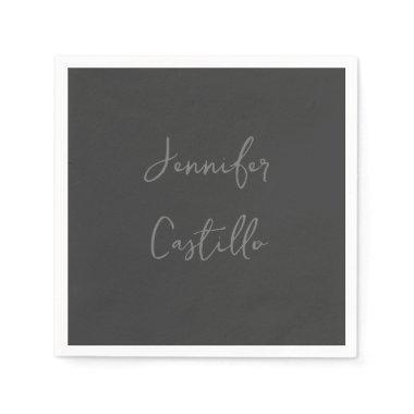 Plain Grey Minimalist Modern Calligraphy Napkins