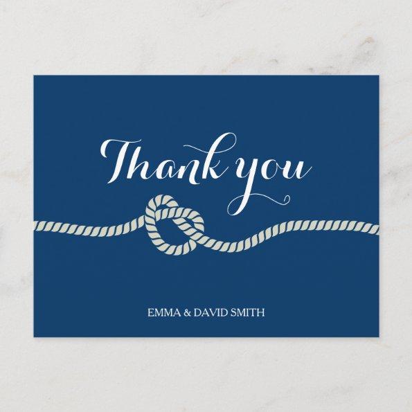 Plain Royal Blue Tying the Knot Thank You Invitations