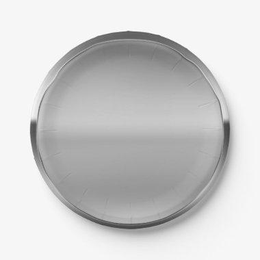 Platinum Silver Shine Personalized Custom Party Paper Plates