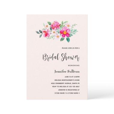 Playful Pretty Pink Flower Bouquet Bridal Shower Invitations