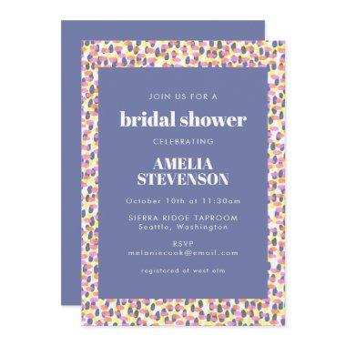 Playful Purple Abstract Dot Pattern Bridal Shower Invitations