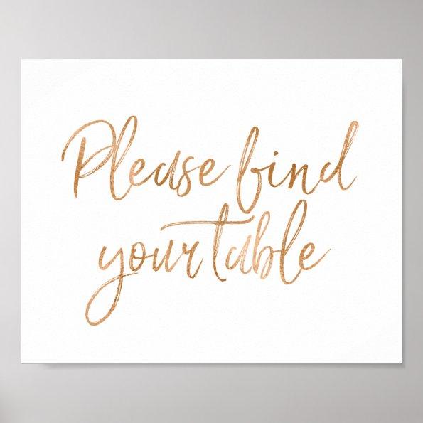 Please Find Your Seat 8x10 Rose Gold Wedding Poster