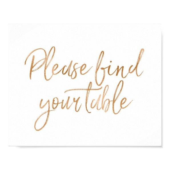 Please Find Your Seat 8x10 Rose Gold Wedding Poster