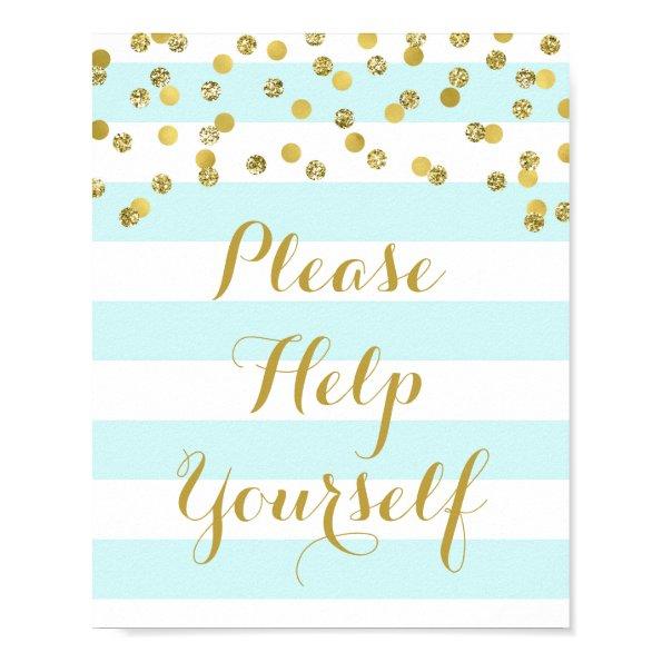Please Help Yourself Sign Blue Stripes Gold
