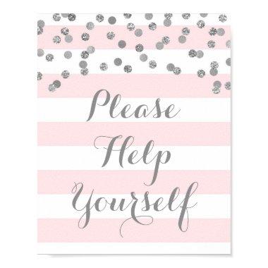Please Help Yourself Sign Pink Stripes Silver