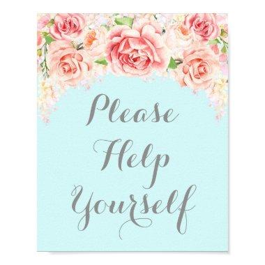 Please Help Yourself Sign Pink Watercolor Blue