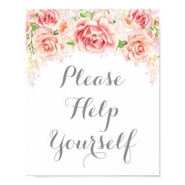Please Help Yourself Sign Pink Watercolor Flowers