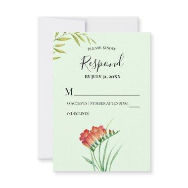 Please Respond Watercolor Orange Crocosmia Lucifer RSVP Card