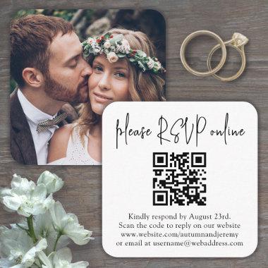 Please RSVP Online Wedding QR Code & Photo Square Enclosure