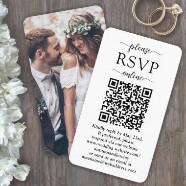 Please RSVP Online Wedding Website QR Code Photo Enclosure Invitations