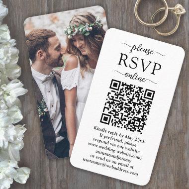 Please RSVP Online Wedding Website QR Code Photo Enclosure
