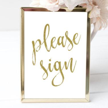Please Sign Gold Glitter Wedding 8x10 Sign