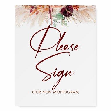 Please Sign Our New Monogram Pampas Grass