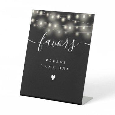 Please Take A Favor Black And White String Lights Pedestal Sign