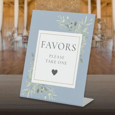 Please Take A Favor Greenery Foliage Dusty Blue Pedestal Sign