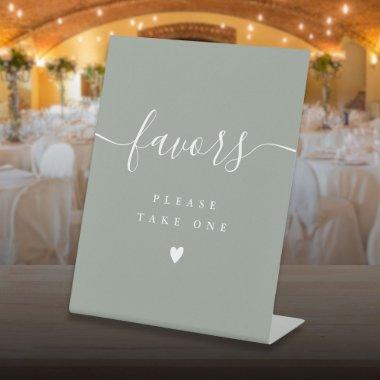 Please Take A Favor Sage Green Modern Script Pedestal Sign