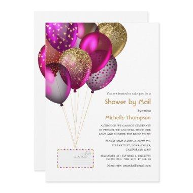 Plum and Gold Baby or Bridal Shower by Mail Invitations