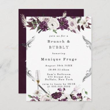 Plum and Silver Geometric Brunch & Bubbly Invites