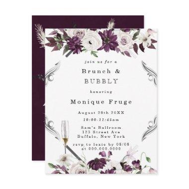 Plum and Silver Geometric Brunch & Bubbly Invites