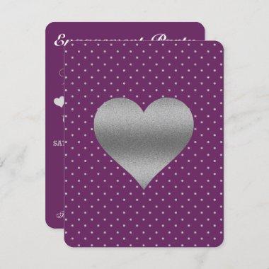 Plum And Silver Heart Polka Dot Shower Party Invitations