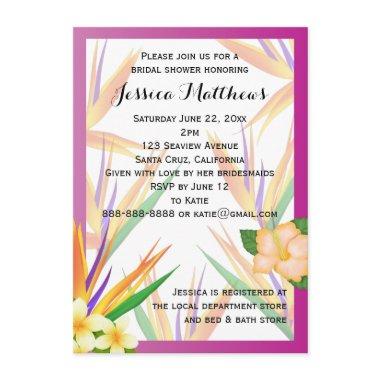 Plum Bird of Paradise Bridal Shower Wedding Invitations