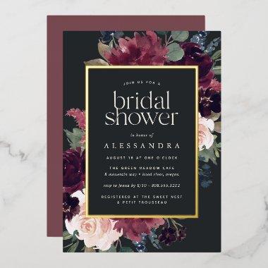 Plum Blossom Bridal Shower Invitations Foil Invitations