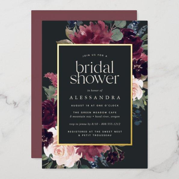 Plum Blossom Bridal Shower Invitations Foil Invitations
