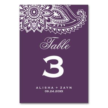 Plum Indian Paisley Table Number