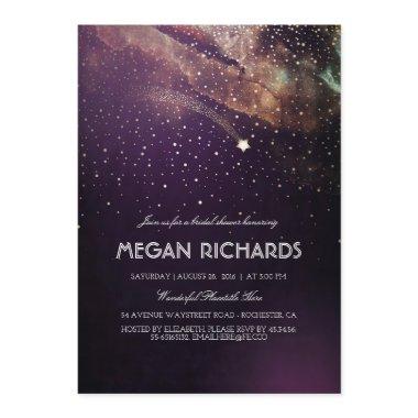 Plum Night Gold Shooting Star Bridal Shower Invitations